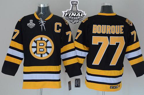 Boston Bruins Stanley Cup Finals Patch #77 Ray Bourque Black CCM Throwback Stitched NHL Jersey