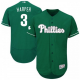 Men's Philadelphia Phillies #3 Bryce Harper St. Patrick's Day Green Collection Celtic Player Jersey