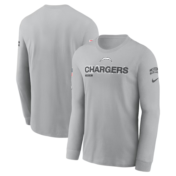 Men's Nike Gray Los Angeles Chargers 2024 Salute To Service Long Sleeve T-Shirt