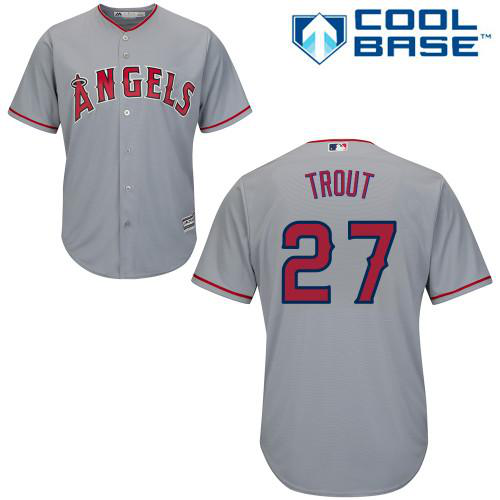 Los Angeles Angels #27 Mike Trout Grey Road Women's Stitched MLB Jersey