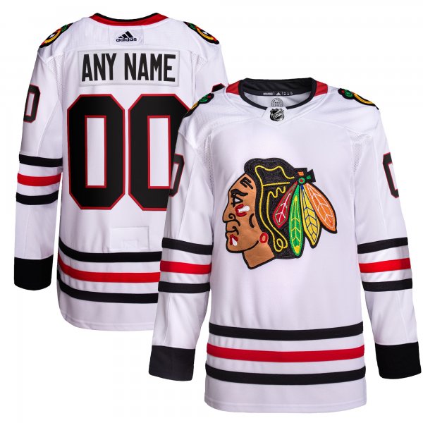 Men's Chicago Blackhawks  adidas White Away  Primegreen Custom Jersey