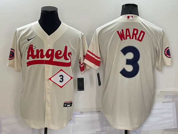 Men's Los Angeles Angels #3 Taylor Ward 2022 City Connect Cream MLB Cool Base Jersey