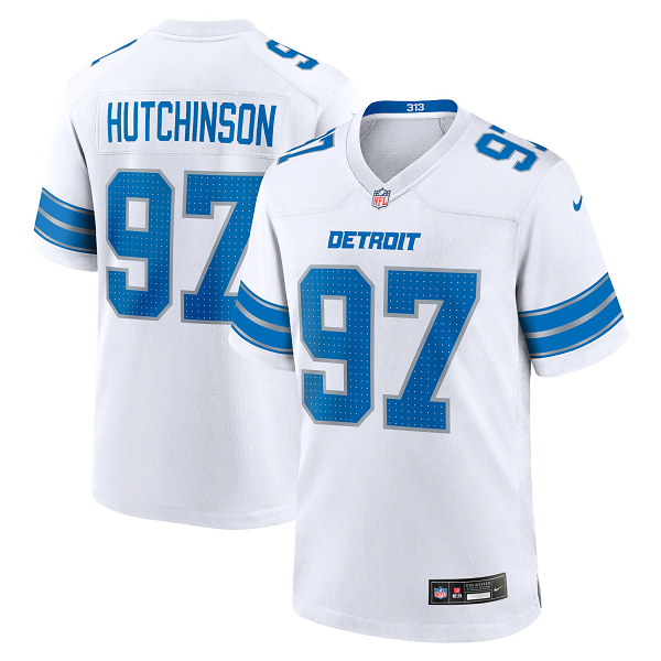 Youth Detroit Lions #97 Aidan Hutchinson Nike White Limited Jersey