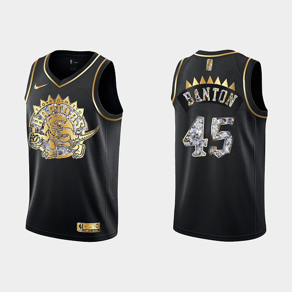 Men's Toronto Raptors 2022 NBA Playoffs Dalano Banton #45 Diamond Edition Retro Logo Black Jersey