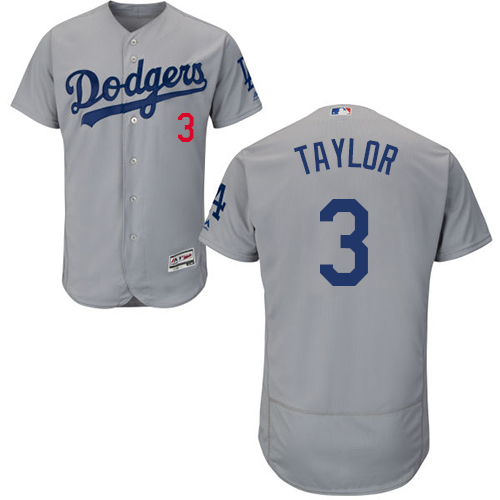 Dodgers #3 Chris Taylor Grey Flexbase Collection Stitched MLB Jersey