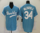 Men's Los Angeles Dodgers #34 Fernando Valenzuela Light Blue Stitched MLB Cool Base Cooperstown Collection Nike Jersey