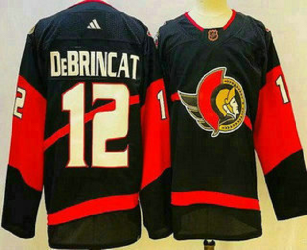 Men's Ottawa Senators #12 Alex DeBrincat Black 2022 Reverse Retro NHL Jersey