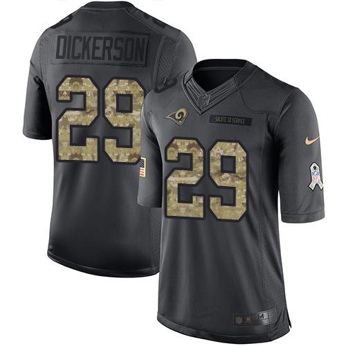 Nike Los Angeles Rams #29 Eric Dickerson Black Men's Stitched NFL Limited 2016 Salute to Service Jersey