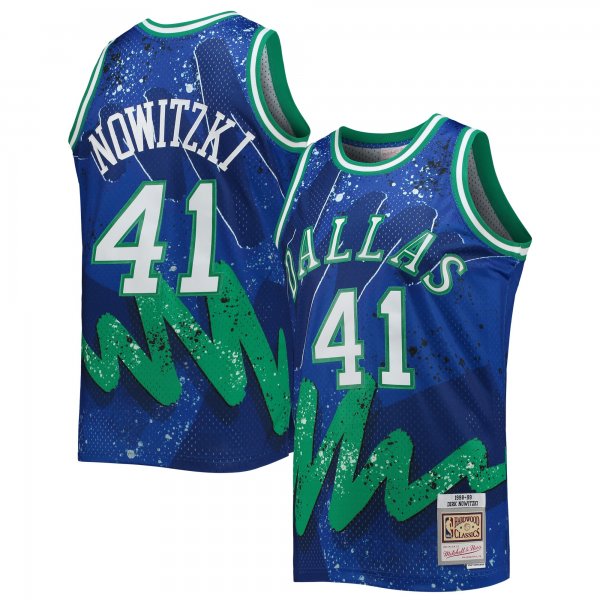 Men's Dallas Mavericks Dirk Nowitzki Mitchell & Ness Blue Hardwood Classics 1998/99 Hyper Hoops Swingman Jersey