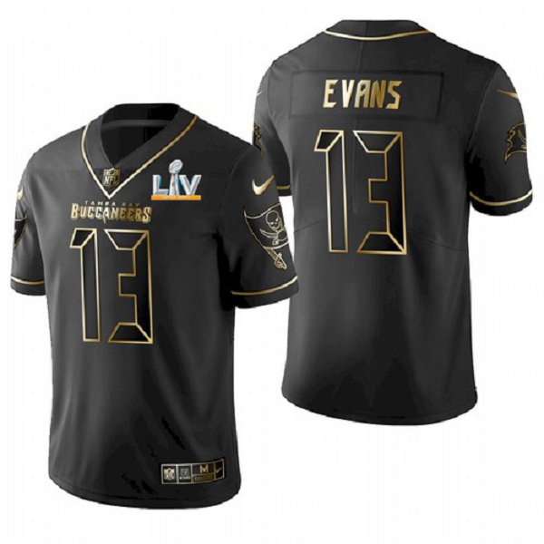 Men's Tampa Bay Buccaneers Mike Evans Black Golden 2021 Super Bowl LV Jersey