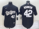 Men's Nike Los Angeles Dodgers #42 Jackie Robinson Black Stitched Cool Base MLB Jersey