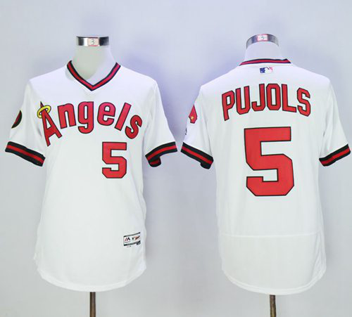 Los Angeles Angels of Anaheim #5 Albert Pujols White Flexbase Collection Cooperstown Stitched MLB Jersey