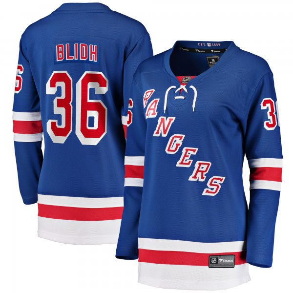 Women's New York Rangers Anton Blidh Fanatics Blue Home Breakaway Player Jersey