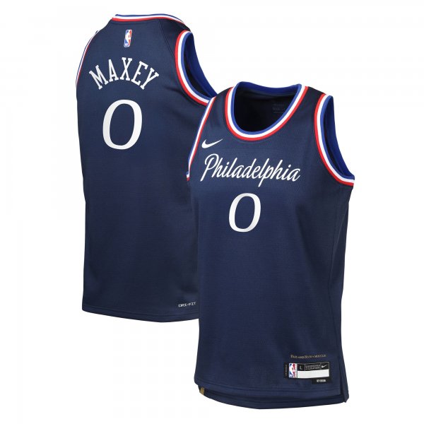 Youth Philadelphia 76ers #0 Tyrese Maxey Nike Navy 2025/26 City Edition Swingman Jersey