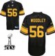 Men's Pittsburgh Steelers #56 LaMarr Woodley Black With Yellow Number Super Bowl XLV Stitched NFL Jersey