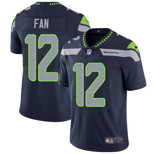 Nike Seattle Seahawks #12 Fan Steel Blue Team Color Men's Stitched NFL Vapor Untouchable Limited Jersey