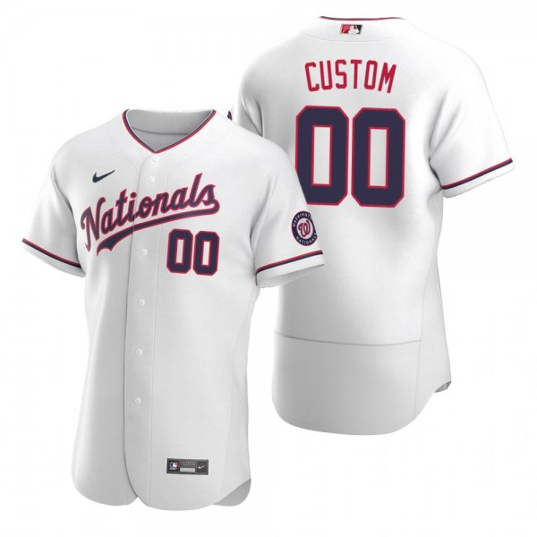 Men's Washington Nationals Custom Nike White 2020 Alternate Jersey