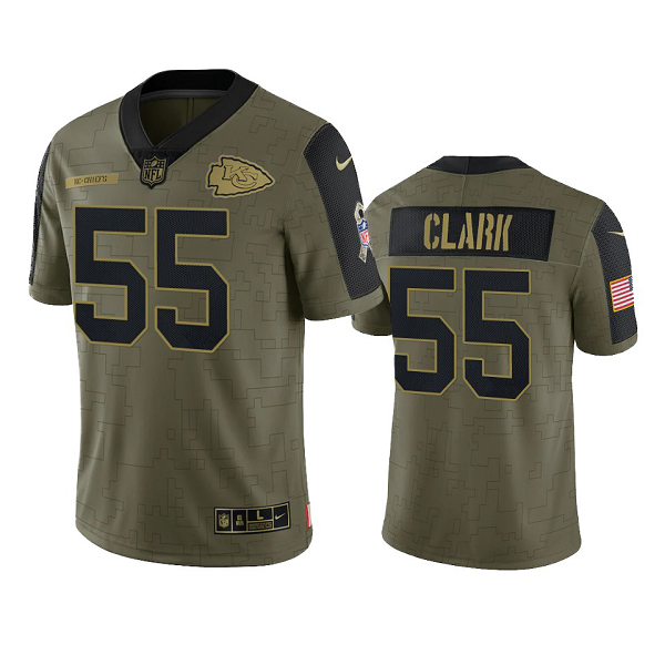 Kansas City Chiefs Frank Clark Olive 2021 Salute To Service Men's Limited NFL Jersey