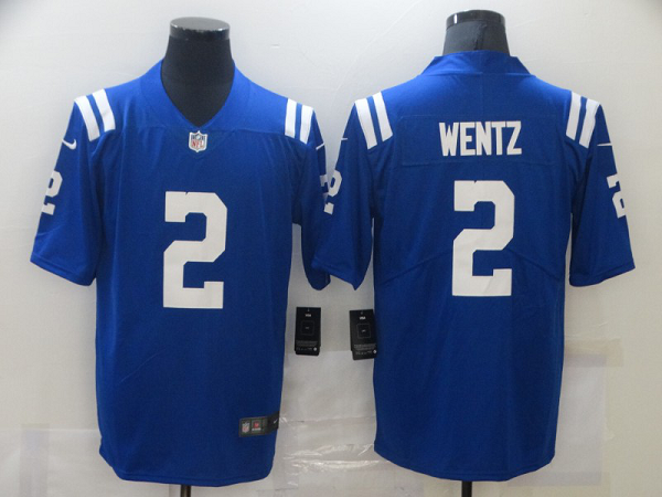 Men's Indianapolis Colts #2 Carson Wentz Royal Blue 2020 Vapor Untouchable Stitched NFL Nike Limited Jersey