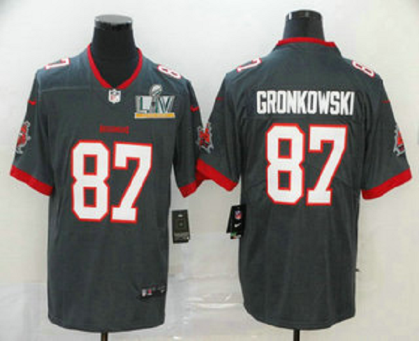 Men's Tampa Bay Buccaneers #87 Rob Gronkowski Grey 2021 Super Bowl LV Stitched Vapor Untouchable Stitched Nike Limited NFL Jersey