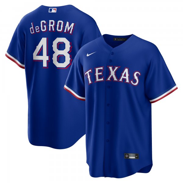 Men's Texas Rangers Jacob deGrom Nike Royal Away Replica Player Jersey