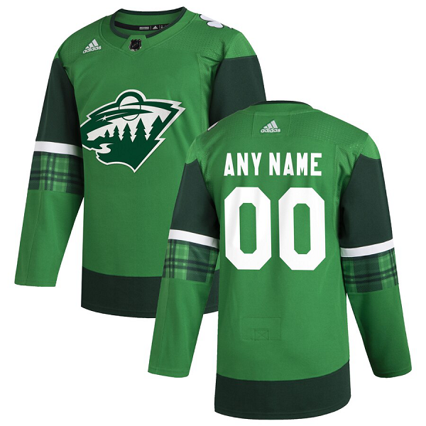 Minnesota Wild Men's Adidas 2020 St. Patrick's Day Custom Stitched NHL Green Jersey