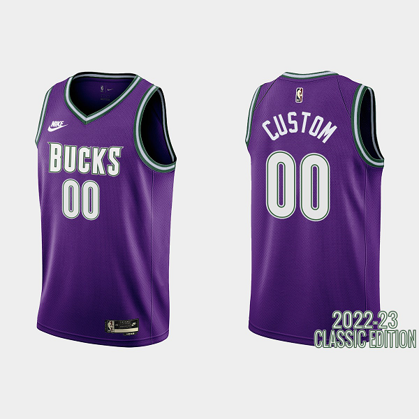 Men's Milwaukee Bucks Custom 2022-23 Classic Edition Purple NBA Jersey