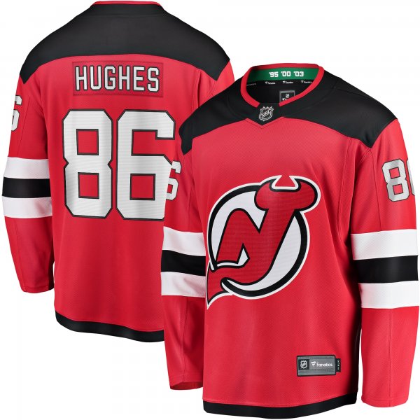 Men's New Jersey Devils Jack Hughes Fanatics Red Breakaway Player Jersey