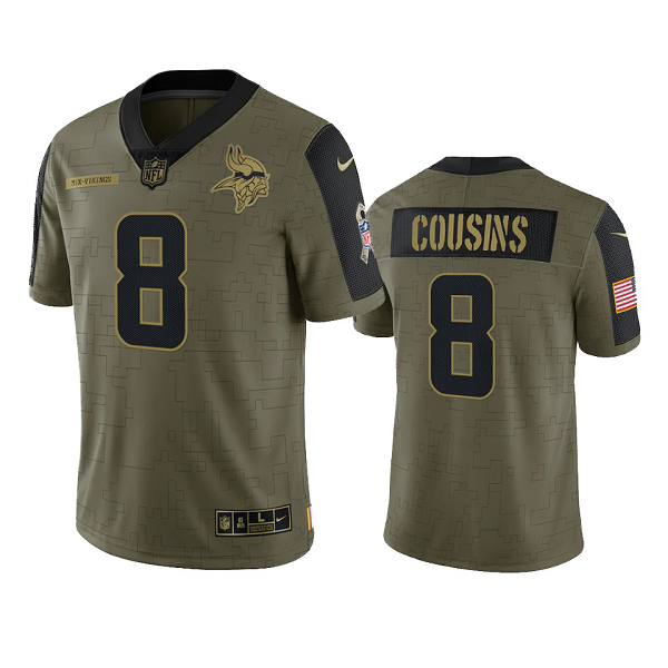 Minnesota Vikings Kirk Cousins Olive 2021 Salute To Service Men's Limited NFL Jersey