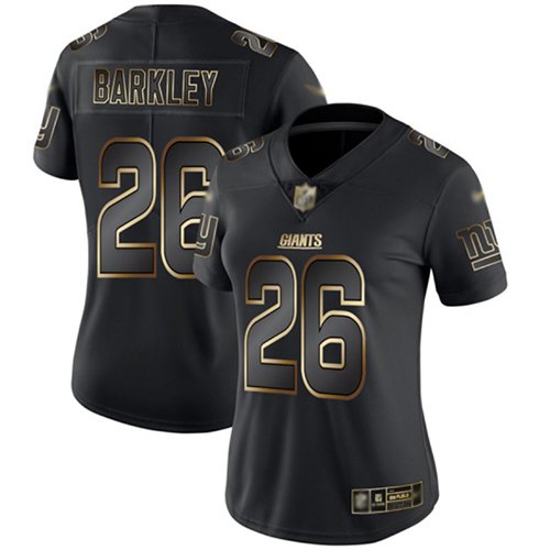 Women's New York Giants #26 Saquon Barkley Black/GoldStitched NFL Vapor Untouchable Limited Jersey