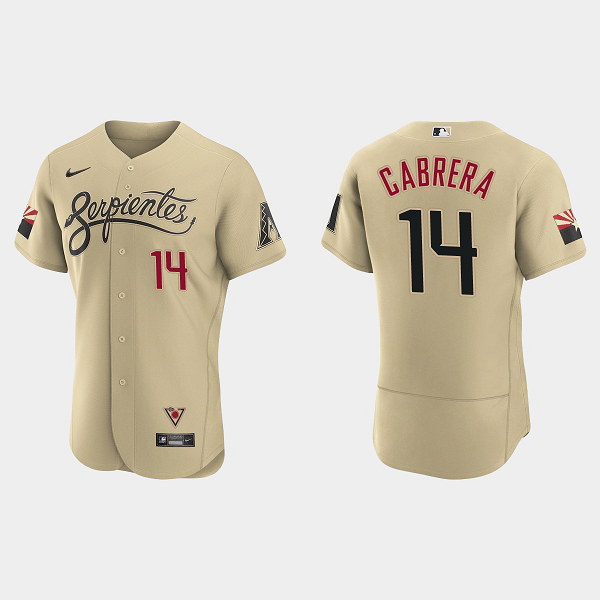 Men's Arizona Diamondbacks #14 Asdrubal Cabrera Gold 2021 MLB City Connect Flex Base Jersey