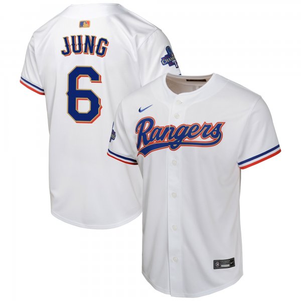 Youth Texas Rangers #6 Josh Jung Nike White 2024 Gold Collection Limited Player Jersey