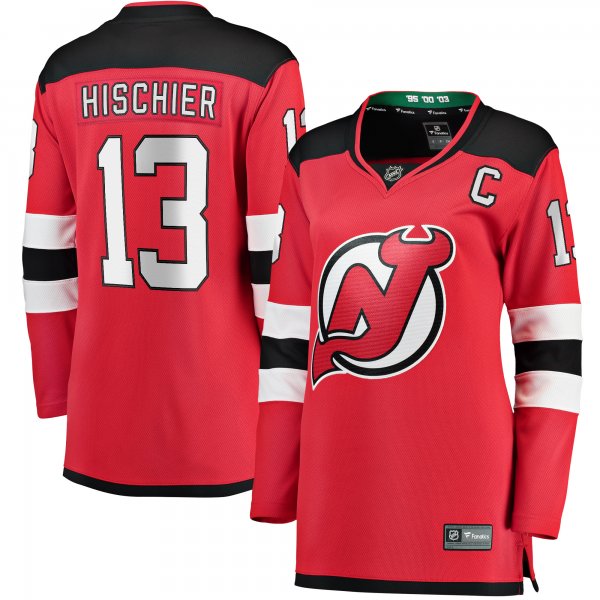 Women's New Jersey Devils Nico Hischier Fanatics Red Captain Patch Home Breakaway Jersey