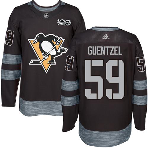 Adidas Pittsburgh Penguins #59 Jake Guentzel Black 1917-2017 100th Anniversary Stitched NHL Jersey