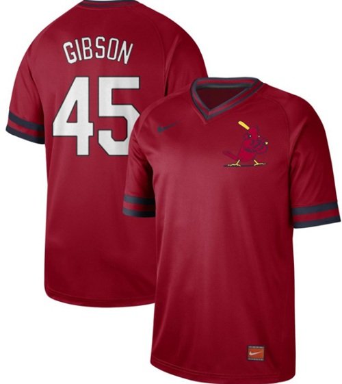 Men's Nike St. Louis Cardinals #45 Bob Gibson Red Cooperstown Collection Stitched MLB Jersey