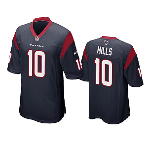 Men's Houston Texans #10 Davis Mills Navy Game Jersey