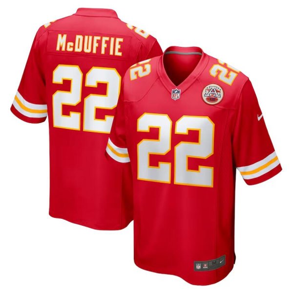 Men's Nike #22 Trent McDuffie Red Kansas City Chiefs Game Jersey