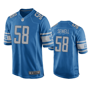 Men's Detroit Lions #58 Penei Sewell Blue 2021 NFL Draft Game Jersey