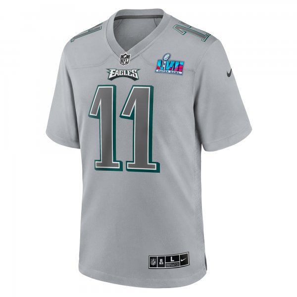 Men's Philadelphia Eagles A.J. Brown Nike Gray Super Bowl LVII Patch Atmosphere Fashion Game Jersey