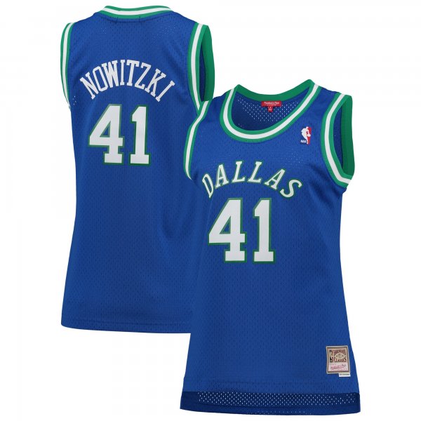 Women's Dallas Mavericks Dirk Nowitzki Mitchell & Ness Blue  Hardwood Classics Swingman Jersey