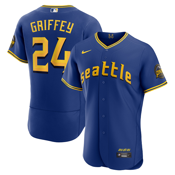 Men's Seattle Mariners #24 Ken Griffey Jr. Nike Royal 2023 City Connect Flex Base Player Jersey