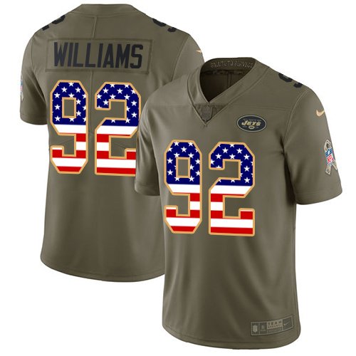 Nike New York Jets #92 Leonard Williams Olive/USA Flag Men's Stitched NFL Limited 2017 Salute To Service Jersey