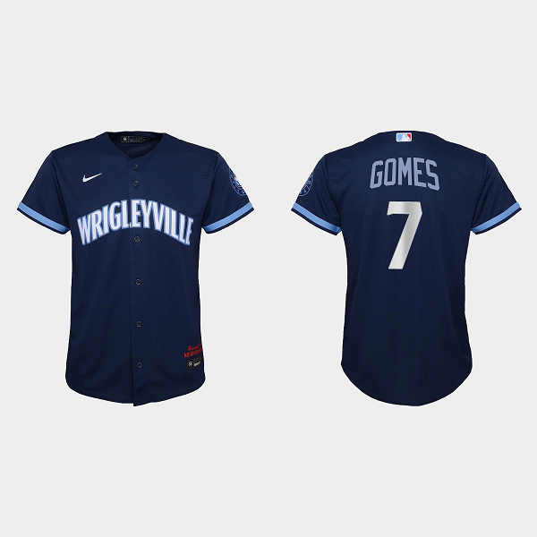 Youth Chicago Cubs #7 Yan Gomes Navy City Connect MLB Jersey