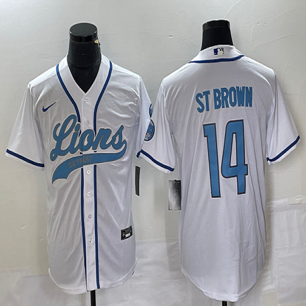 Men's Detroit Lions #14 Amon-Ra St. Brown Nike Cool Base White Jersey