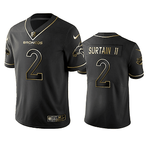 Men's Denver Broncos #2 Patrick Surtain II Black Golden Edition Vapor Limited Jersey