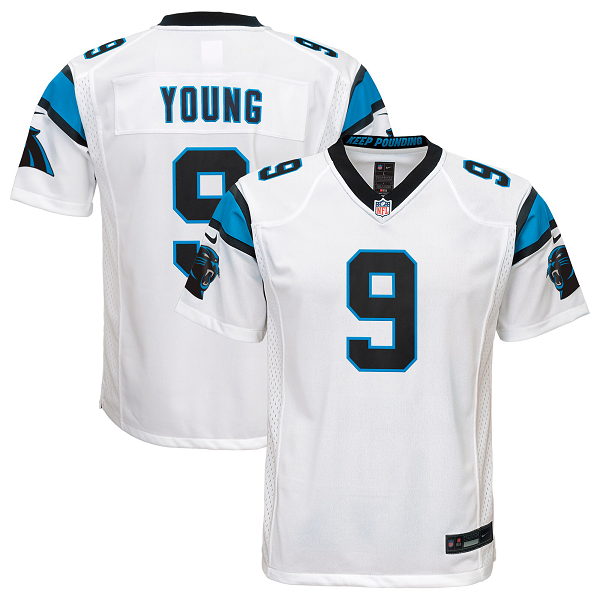 Youth Carolina Panthers #9 Bryce Young Nike White 2023 NFL Draft First Round Pick Limited Jersey