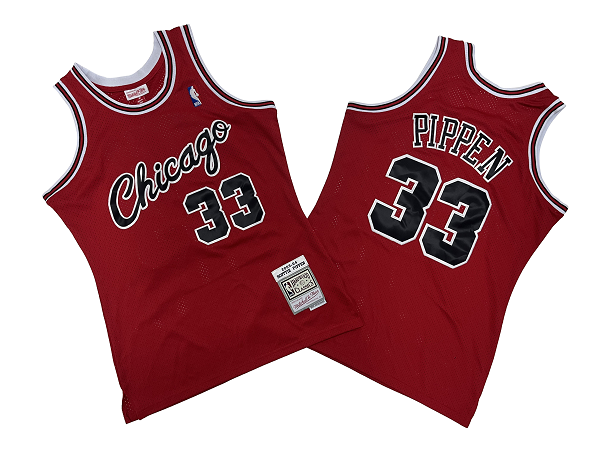 Men's Chicago Bulls #33 Scottie Pippen 1997-96 Red Hardwood Classics Soul AU Mitchell and Ness Jersey