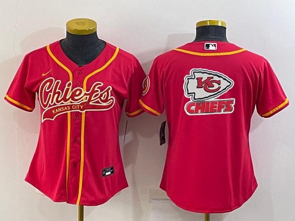 Women's Kansas City Chiefs Blank Red Stitched Baseball Cool Base Jersey