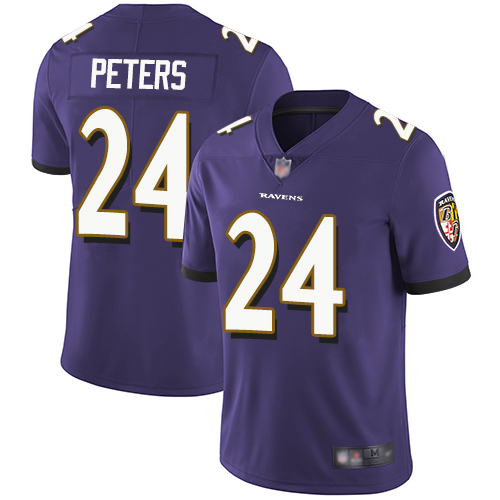 Men's Baltimore Ravens #24 Marcus Peters Purple Team Color Stitched NFL Vapor Untouchable Limited Jersey