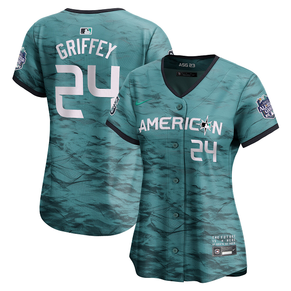 Women's American League #24 Ken Griffey Jr. Nike Teal 2023 MLB All-Star Game Cool Base Jersey